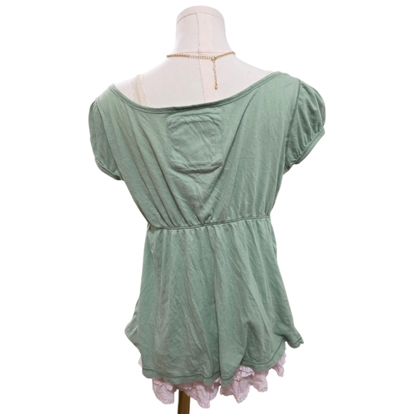 Abercrombie Vintage Green Babydoll Highly Souvht After Top - Picture 3 of 6